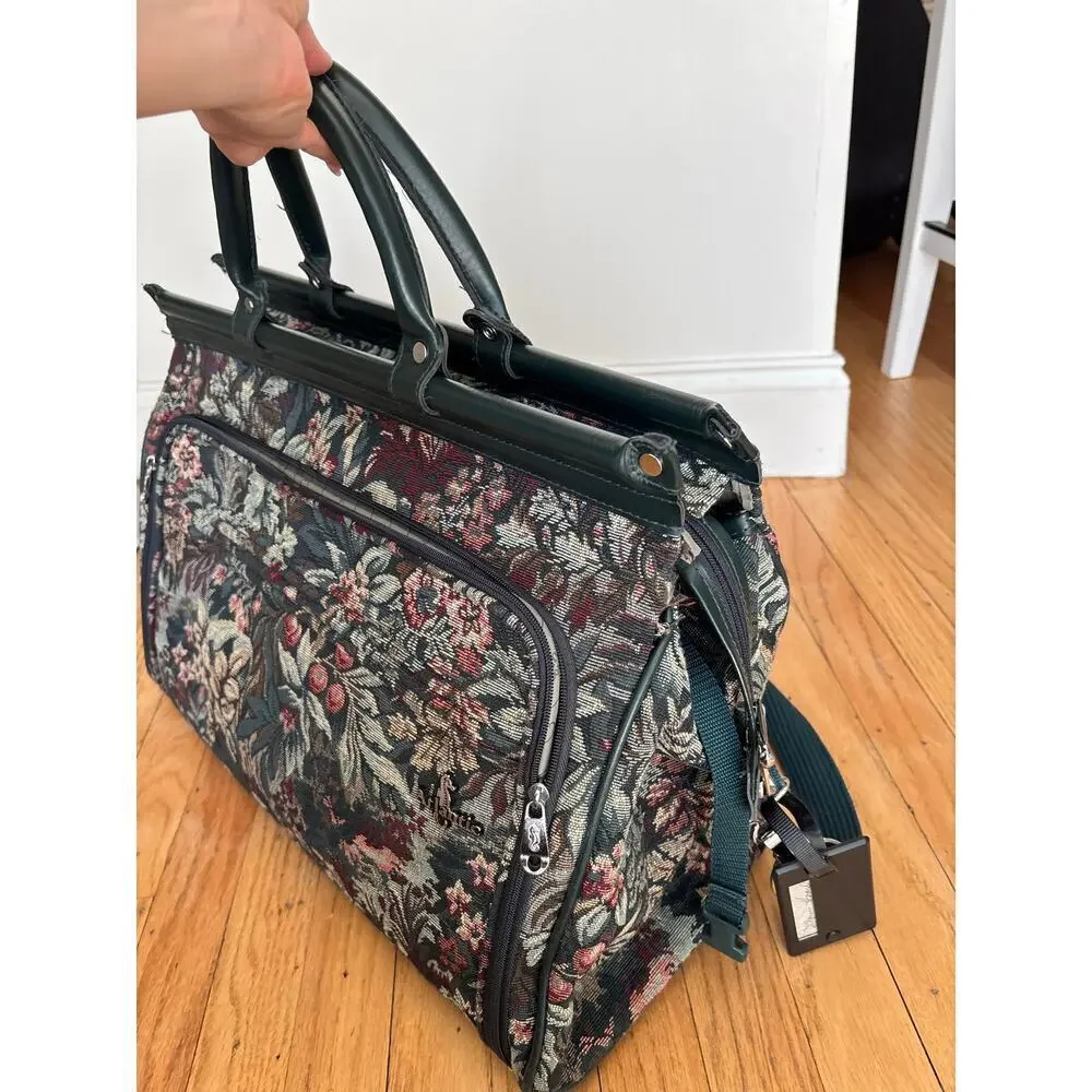 Atlantic Vintage Floral Tapestry Rolling Garment Bag Carry Suiter Travel Luggage